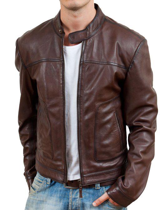 Men Classic Leather Jackets: Brownish