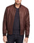 Men Bomber Leather Jackets: Dark Brown