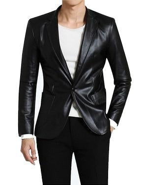 Super Slimsilky Men Leather Blazers