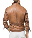 Men Biker Leather Jackets: Tan Brown