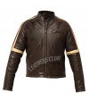 BROWN WITH STRIPE STYLE LEATHER JACKET