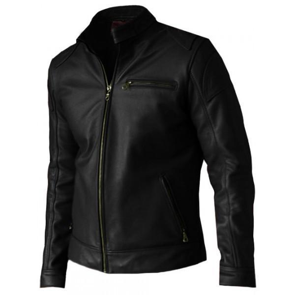 Premium Quality Men's Black Leather Biker Jacket