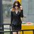 leather jacket women  slim Really large raccoon fur collar