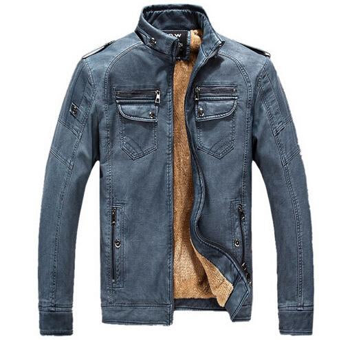 Thickening Wool Windbreak Waterproof Leather Jackets