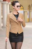 leather jacket women  slim Really large raccoon fur collar