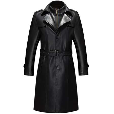 New Hot Casual Long Men Leather Jacket