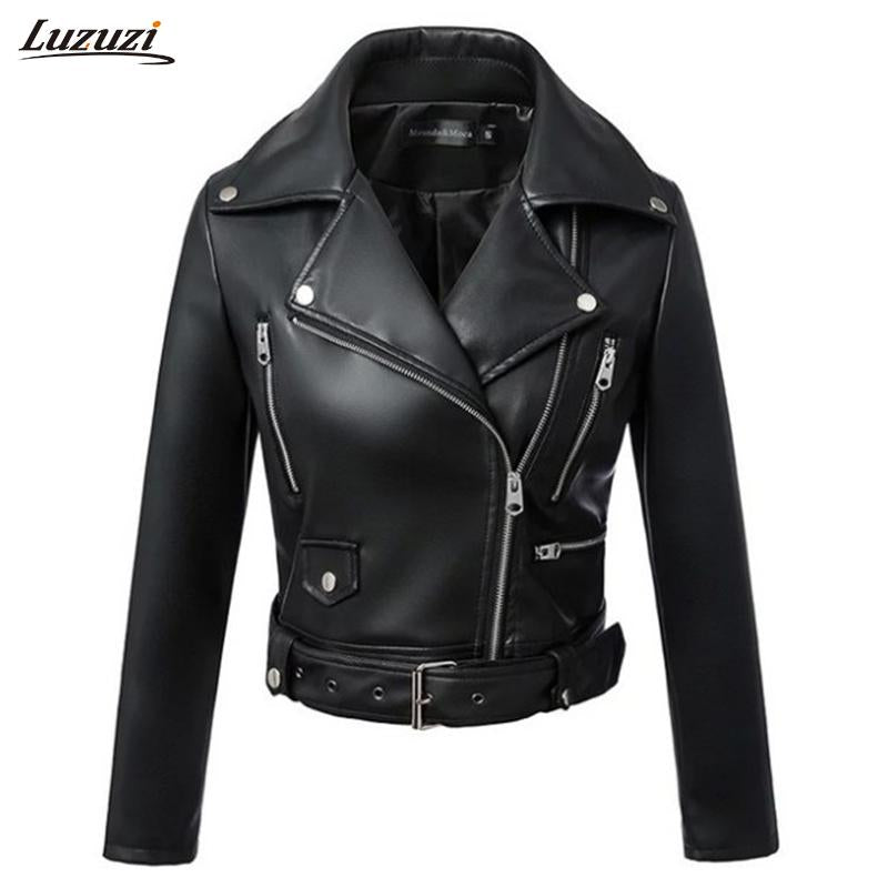 1PC Leather Jacket Women Motorcycle Short Coats Faux