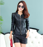 Short Slim Motorcycle Leather Jacket