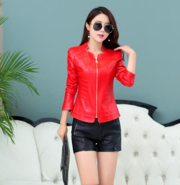 Short Slim Motorcycle Leather Jacket