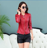 Short Slim Motorcycle Leather Jacket