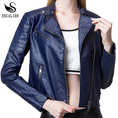 Escalier Blue Motorcycle Women Leather Jackets