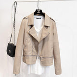 JUANTALK Fashion Spring Autumn Women Soft Faux Washed Leather Jacket