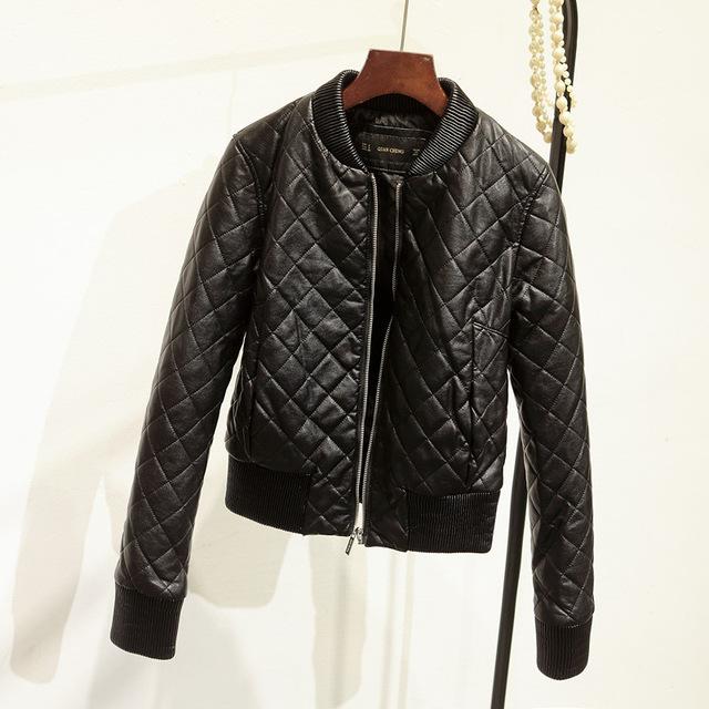 Short O-neck Thick Zipper Warm Faux Leather Jacket