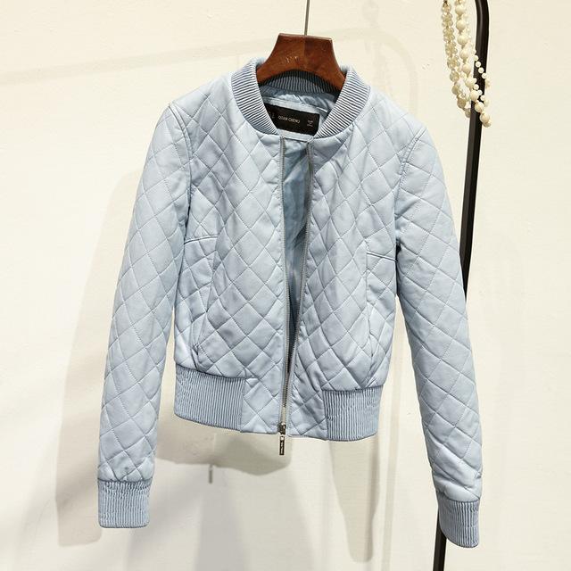 Short O-neck Thick Zipper Warm Faux Leather Jacket