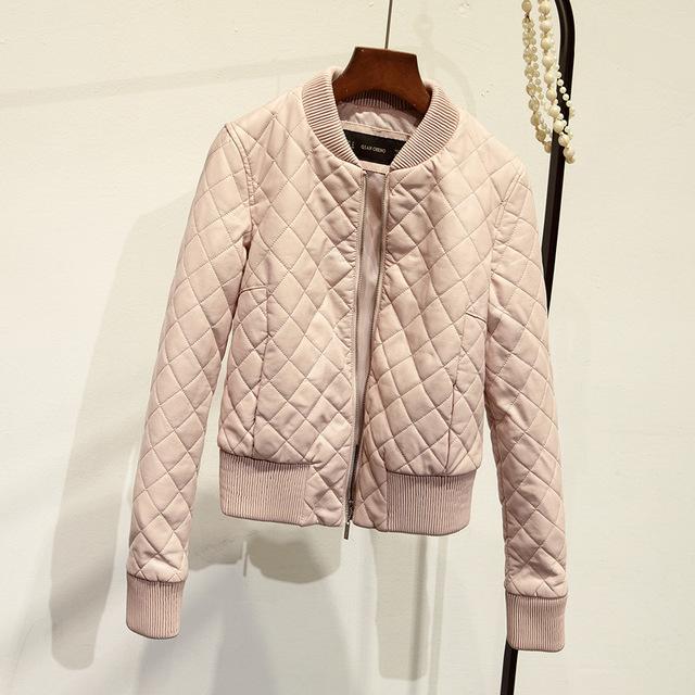 Short O-neck Thick Zipper Warm Faux Leather Jacket