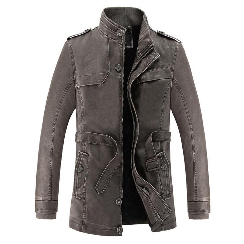 Slim Warm Mens washed Leather Jacket