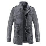 Slim Warm Mens washed Leather Jacket