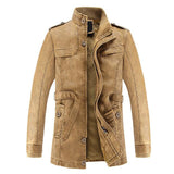 Slim Warm Mens washed Leather Jacket