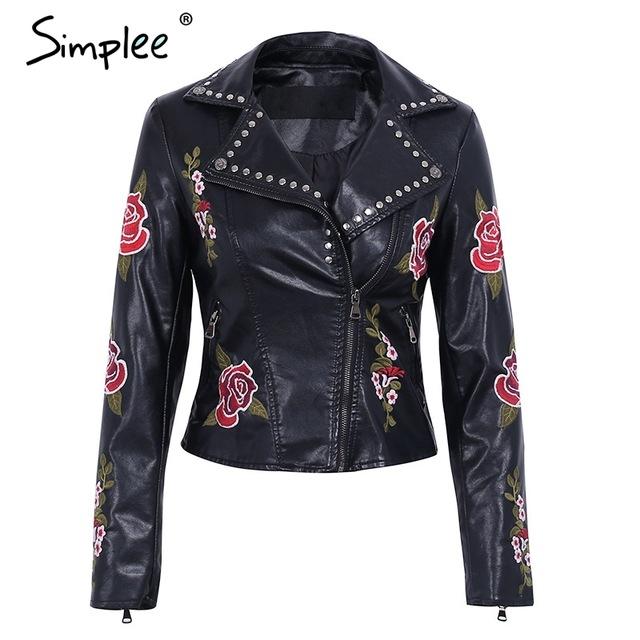 Simplee PU basic jacket coat faux leather coat