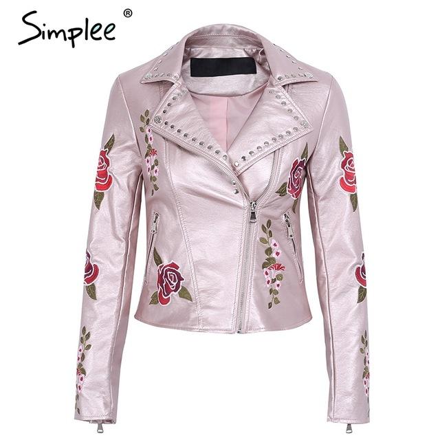 Simplee PU basic jacket coat faux leather coat