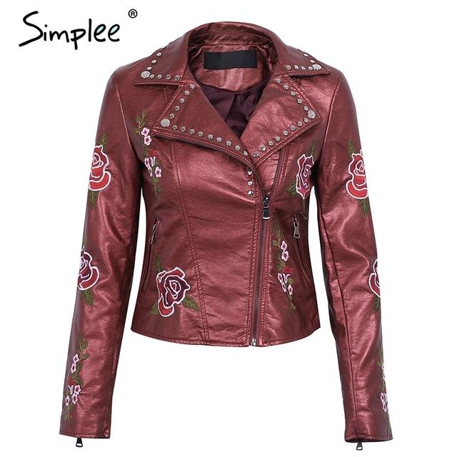 Simplee PU basic jacket coat faux leather coat