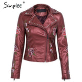 Simplee PU basic jacket coat faux leather coat