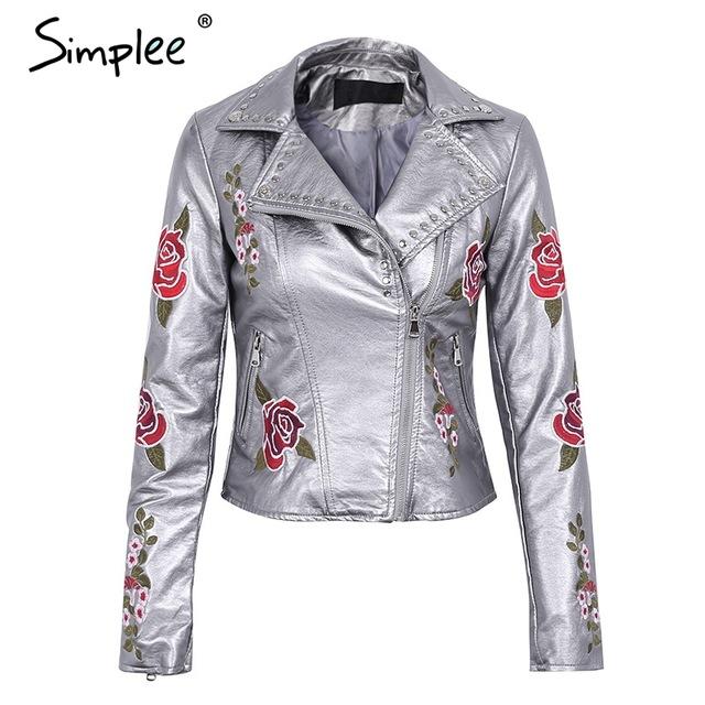 Simplee PU basic jacket coat faux leather coat