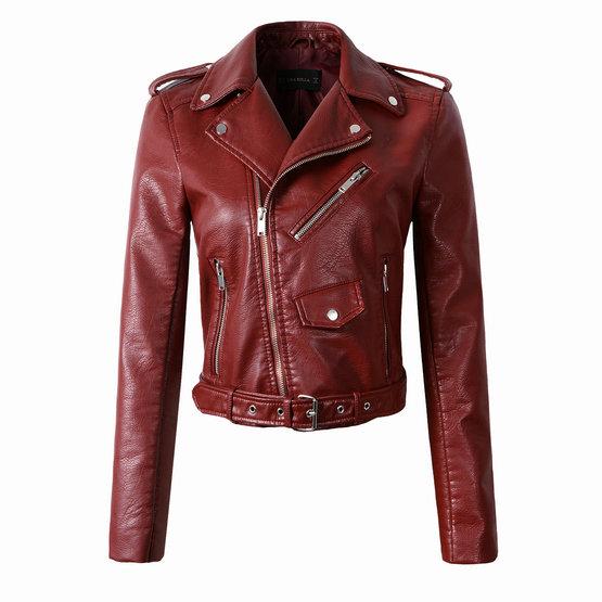 Wine Red Faux Leather Jackets