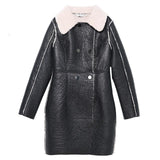 Fashion Winter Black Long Women's Leather Jackets