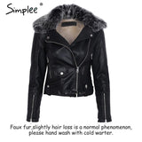 Simplee Fashion fur collar basic jacket coat