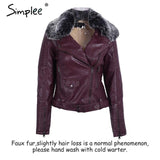 Simplee Fashion fur collar basic jacket coat