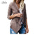 Fashion Women Irregular Faux Suede Leather Revers Coat