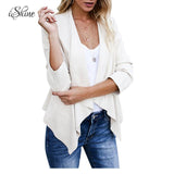 Fashion Women Irregular Faux Suede Leather Revers Coat