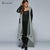 Gamiss Autumn Plus Size PU Leather Trim Longline Asymmetrical Coat Jacket