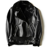 Black Red Women Faux Leather Jacket