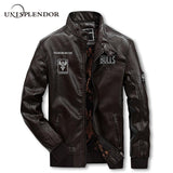 Autumn Winter Thick Bomber Men Leather Jacket