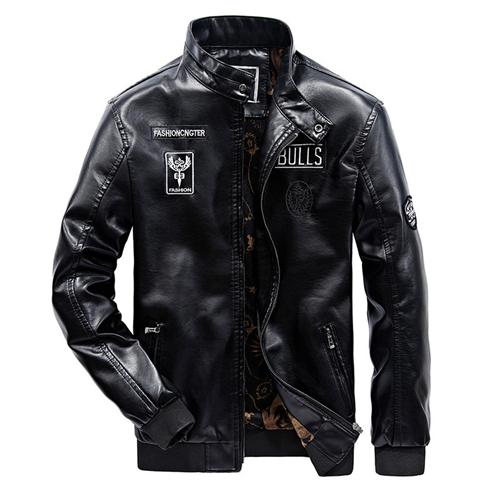 Autumn Winter Thick Bomber Men Leather Jacket
