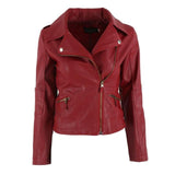 Women PU Leather Jacket Slim Motorcycle Zipper