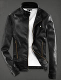 collar fashion casual male cool pu leather jacket