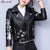 Printed Letters Rivet Leather Jacket